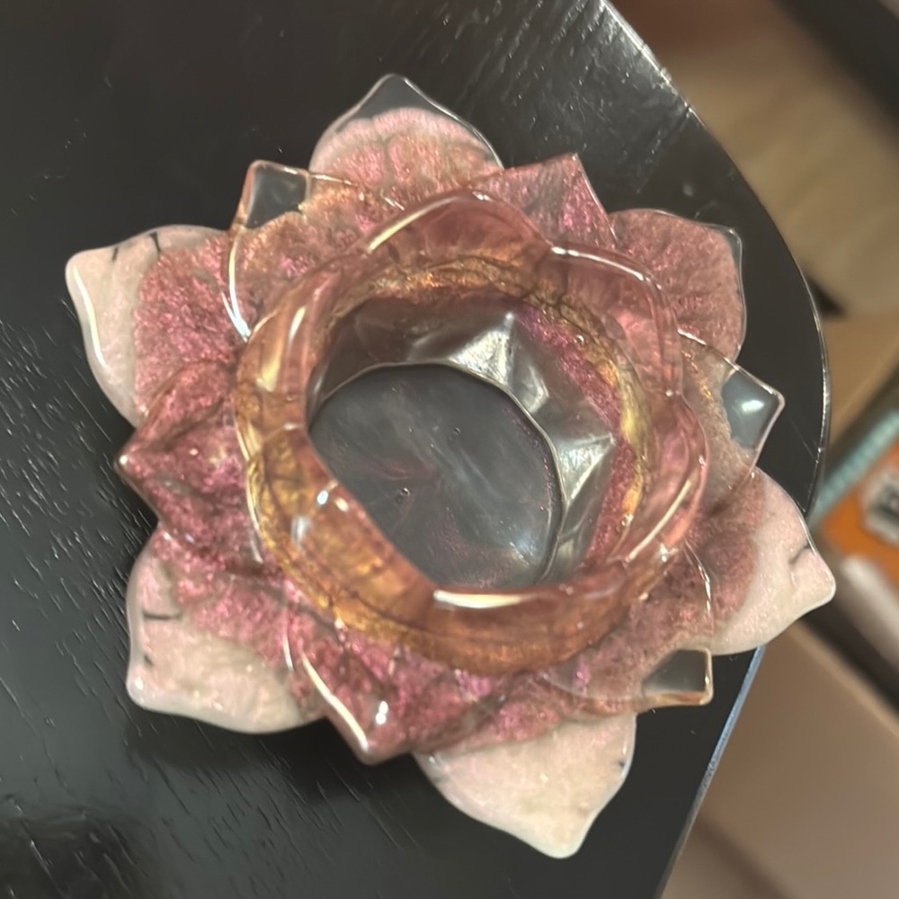 Resin Lotus Flower Tealight Holder in Lavender, Pink and Gold